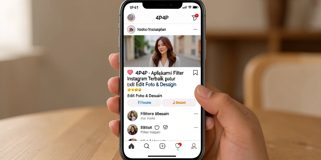 Antarmuka 4P4P memperlihatkan pilihan filter yang beragam untuk foto.