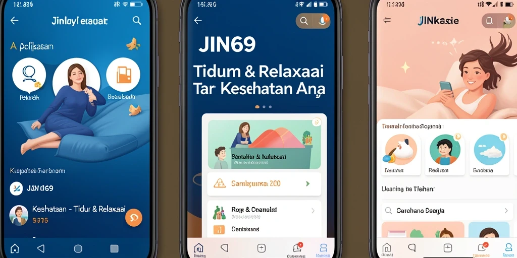 Antarmuka JIN69 menampilkan fitur Tidur & Relaksasi secara intuitif.